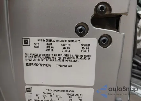 2000 Chevrolet Camaro Z28 из США, поврежденный, VIN 2G1FP22G1Y2118332